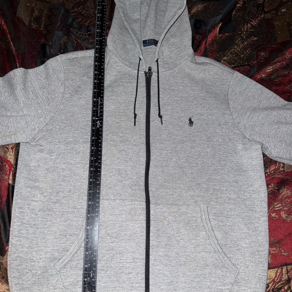 Polo Ralph Lauren Double-Knit Grey Zip-Up Sweater - Picture 2 of 5